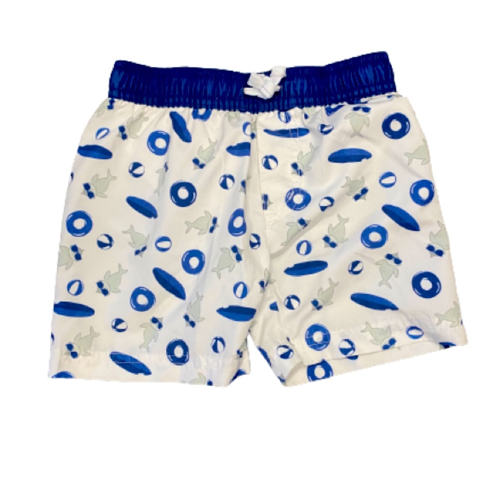 Adorable HB toddler boy’s swim trunks w/sharks and surfboards! Size 2T